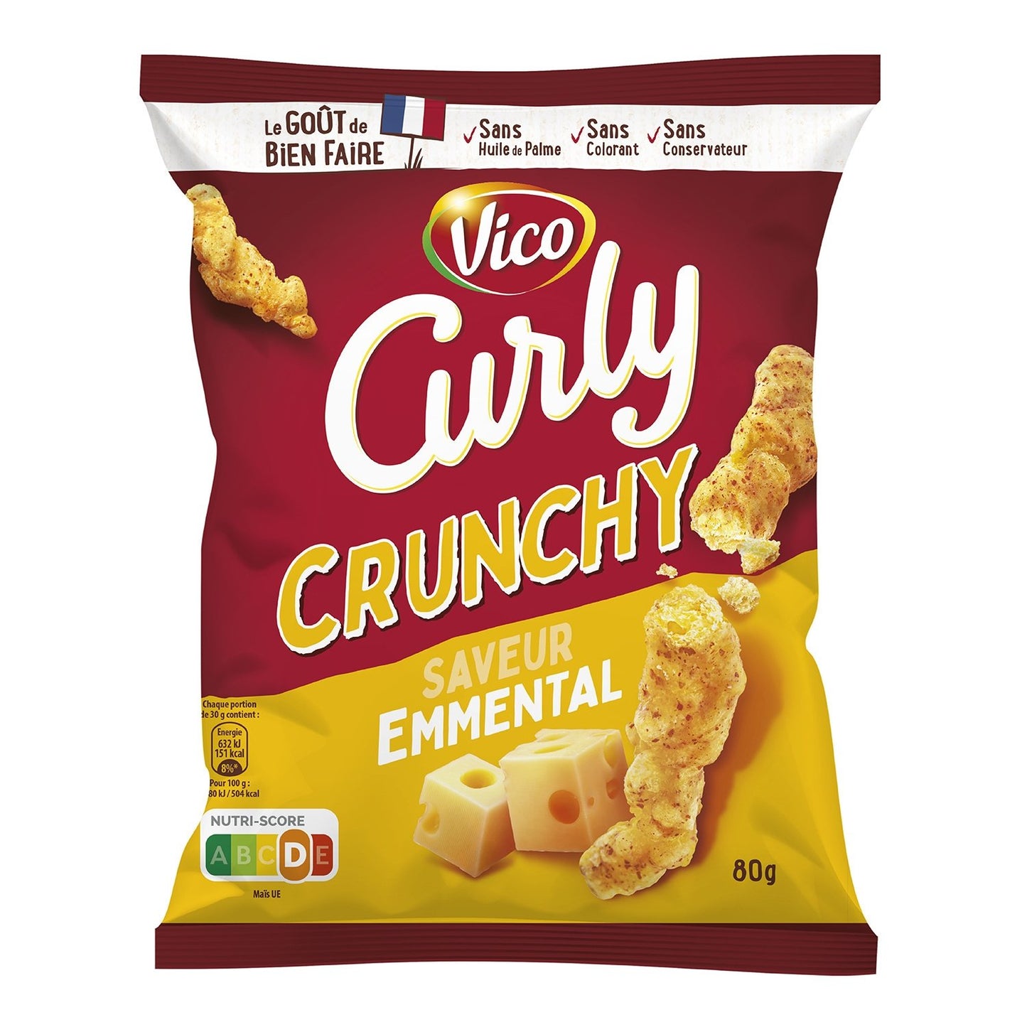 Soufflés der Crunchy Simply Emmental CURLY