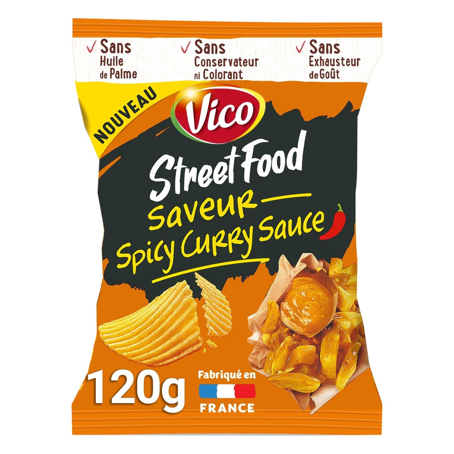 Chips Street Food Saveur Spicy Sauce Curry VICO le sachet de 120g
