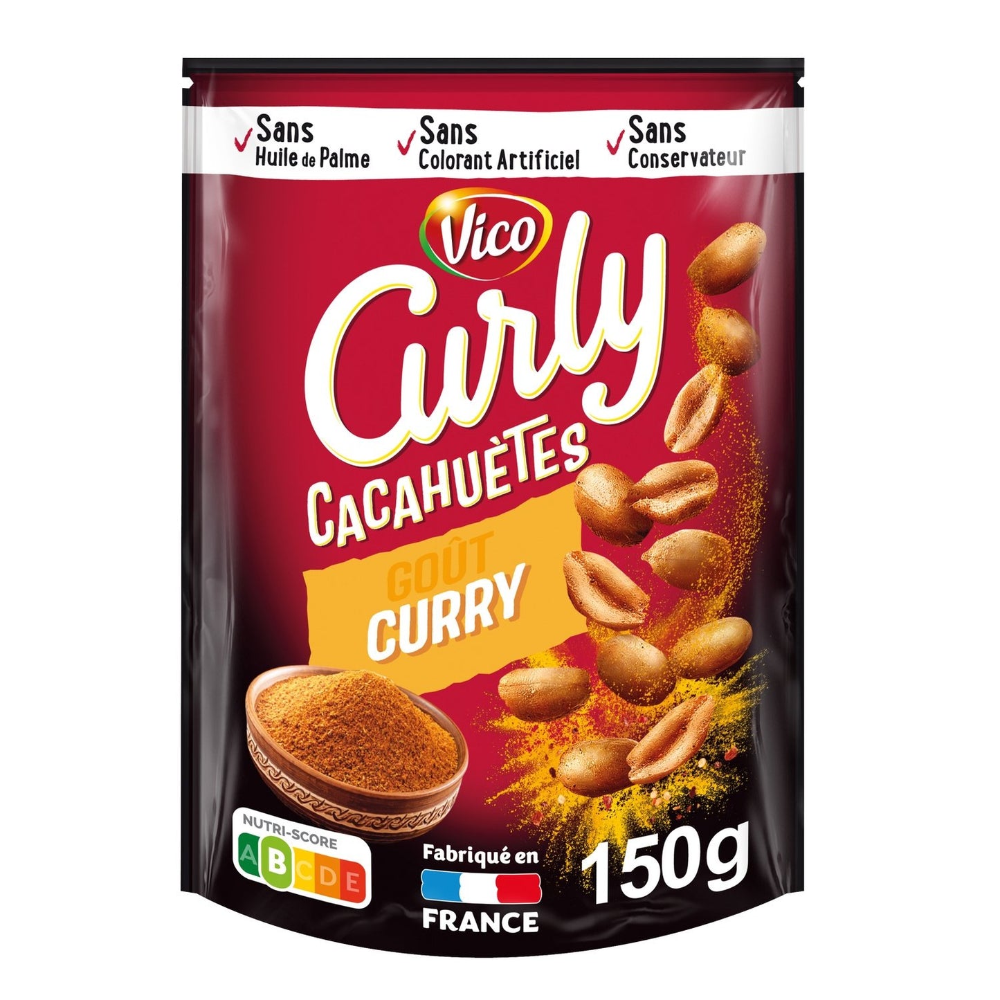 Cacahuètes Curry CURLY le paquet de 150g