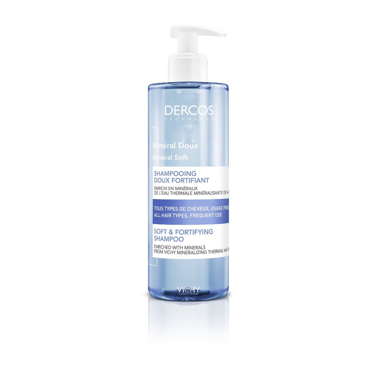 Shampoing Fortifiant Cheveux Normaux Dercos Mineral Doux VICHY LABORATOIRES le flacon de 400 ml