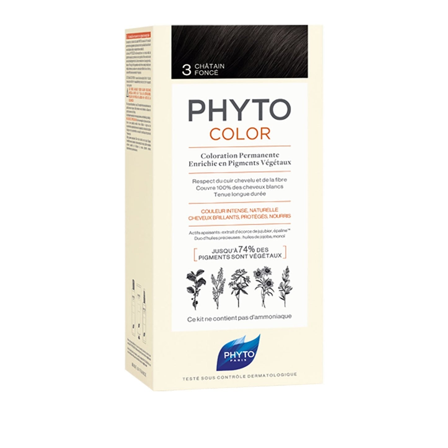 Coloration Permanente 03 Châtain Foncé Sans Ammoniaque Longue Durée Color PHYTO