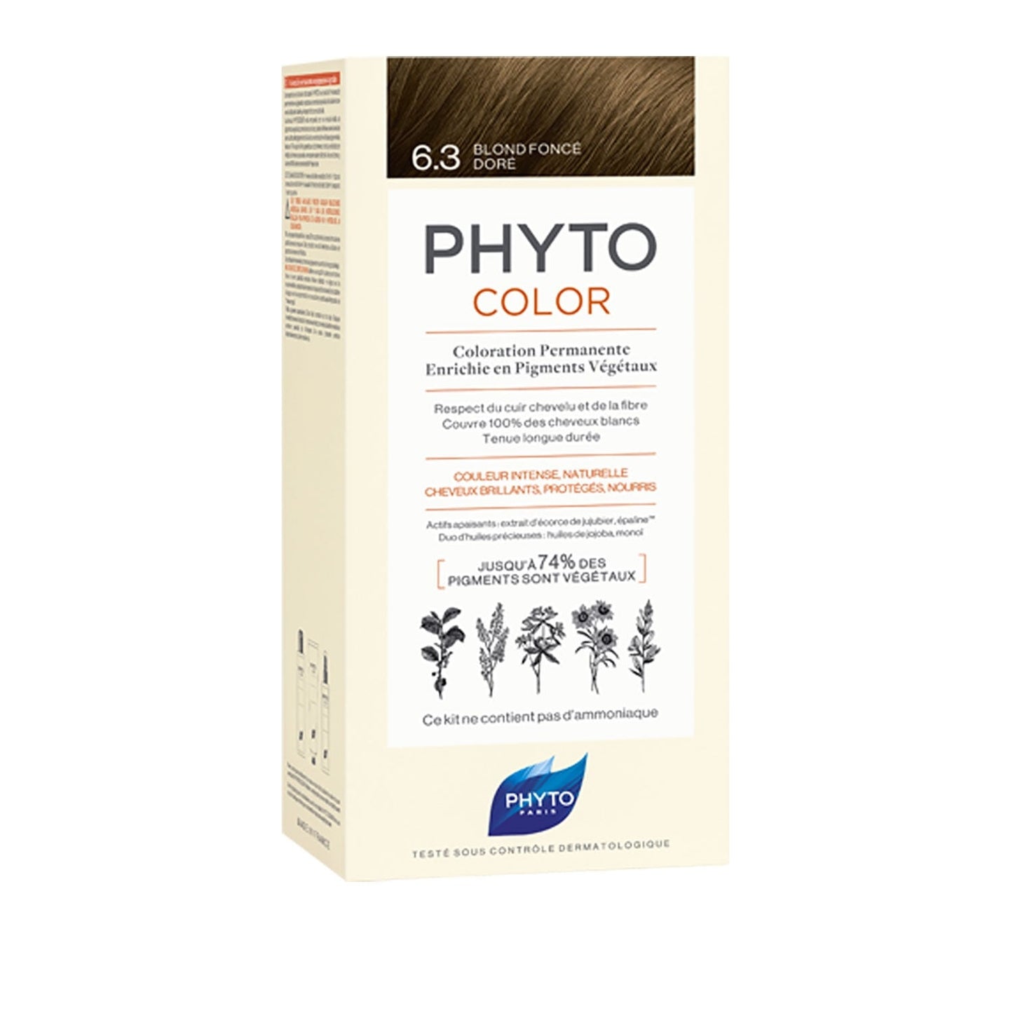 Coloration Permanente 6.3 Blond Foncé Doré Sans Ammoniaque Longue Durée Color Soin PHYTO