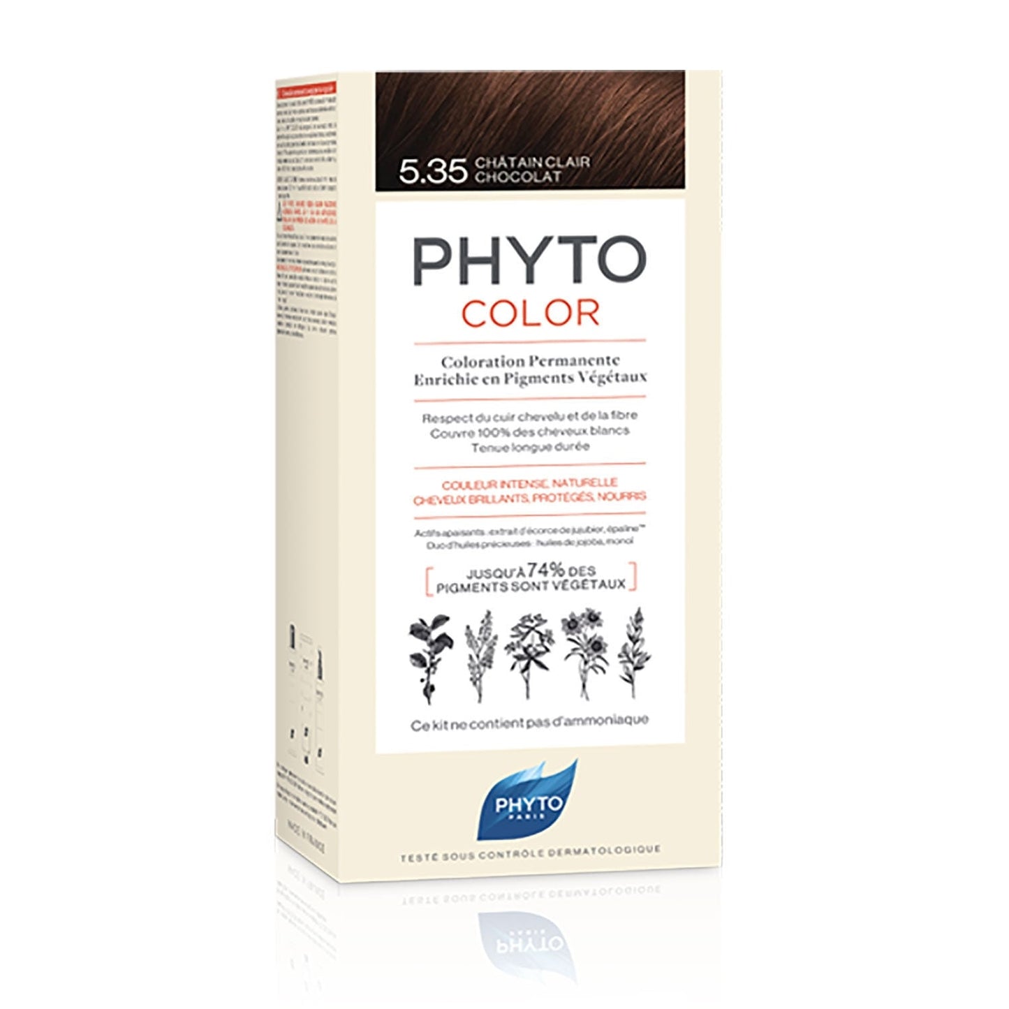 Coloration Permanente 5.35 Châtain Clair Chocolat Sans Ammoniaque Longue Durée Color PHYTO