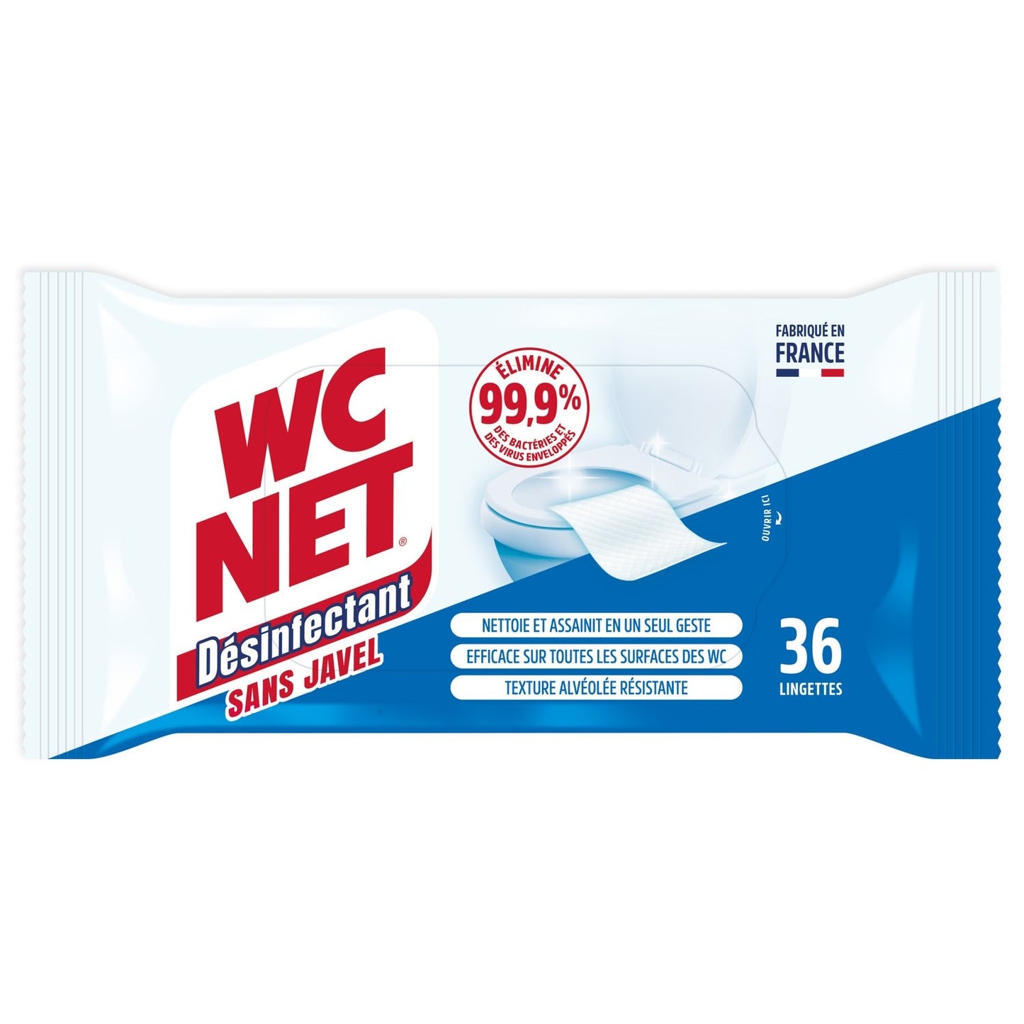 Lingettes Désinfectante Sans Javel WC NET le paquet de 36 lingettes