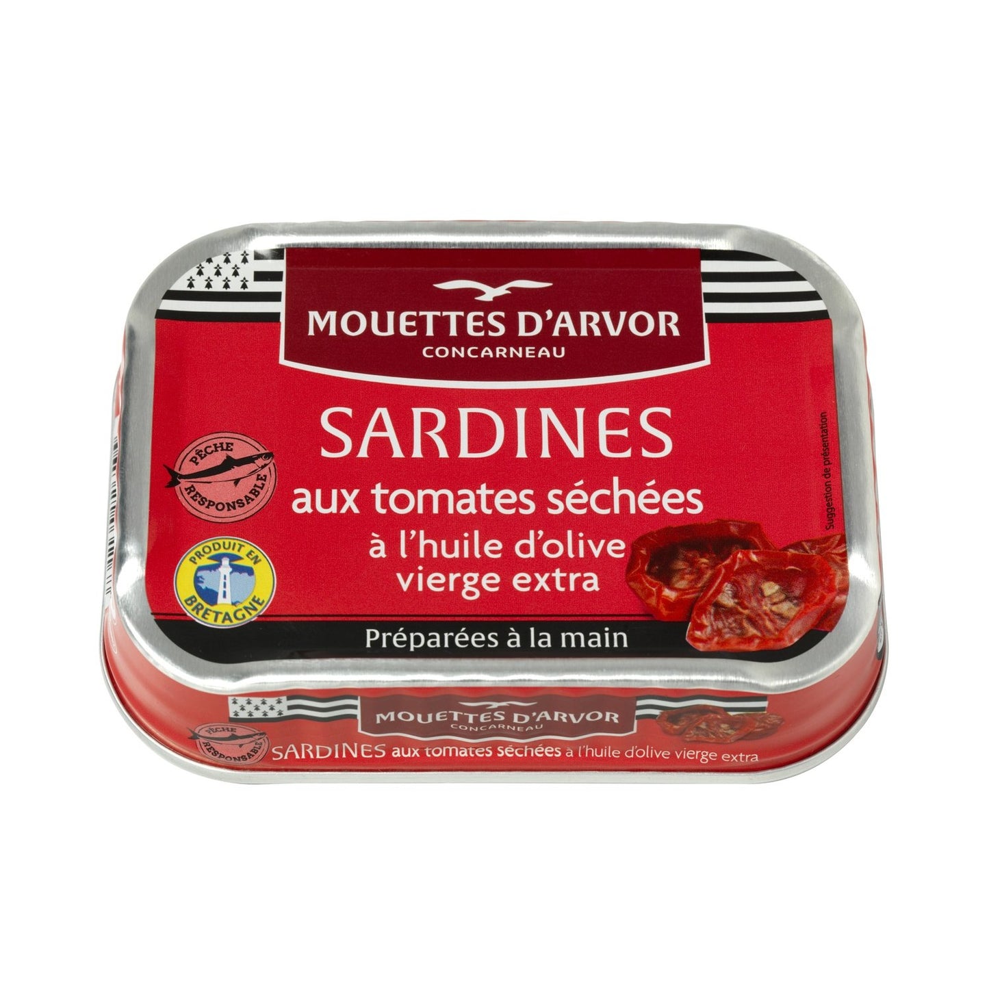 Sardines aux Tomates Séchées et à l'Huile d'Olive LES MOUETTES D'ARVOR la boîte de 115g