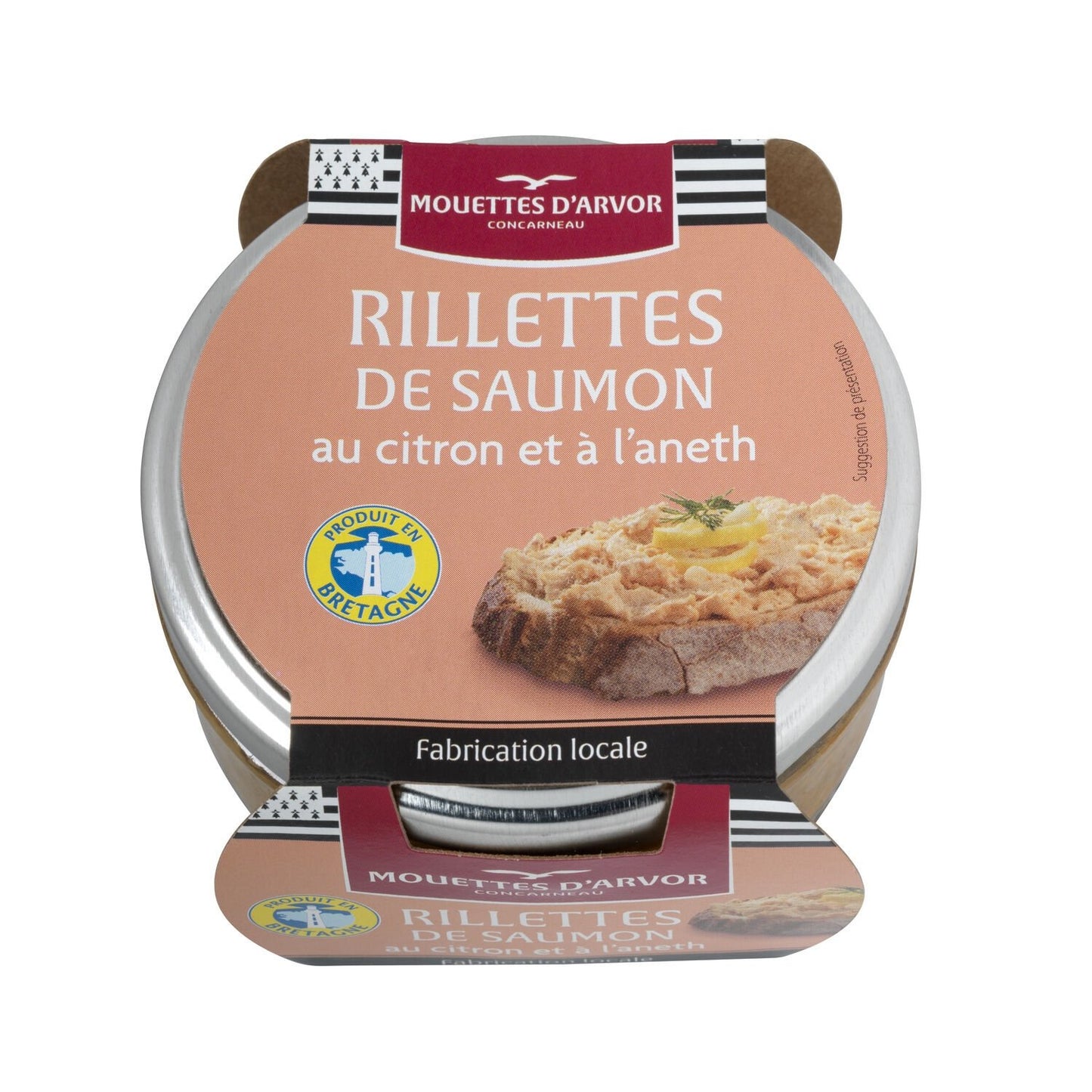 Rillettes de Saumon au Citron et Aneth LES MOUETTES D'ARVOR le bocal de 125g
