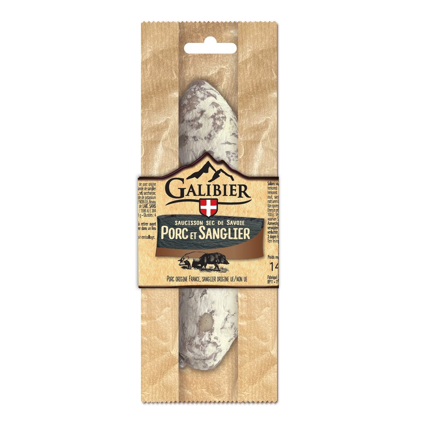 Saucisson Sec au Porc et Sanglier LE GALIBIER le sachet de 145g
