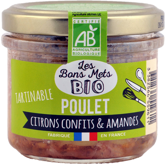 Tartinable de Poulet Citrons Confits & Amandes LES BONS METS BIO