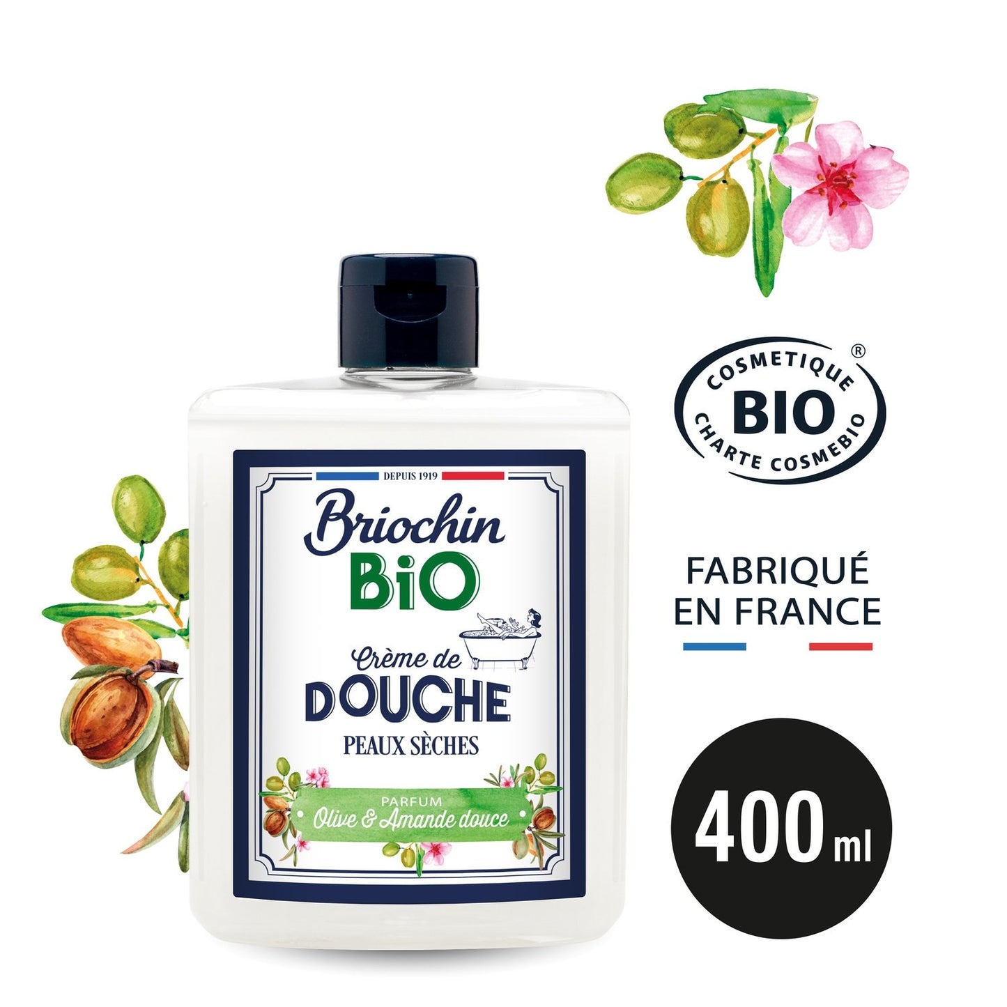 BRIOCHIN Organic Olive Oil and Sweet Almond Soap Flower Shower Gel