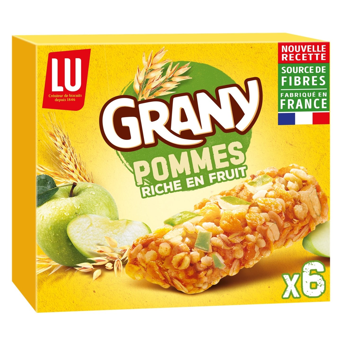 Barres Céréales Grany Pommes LU La boîte de 6 barres - 125g
