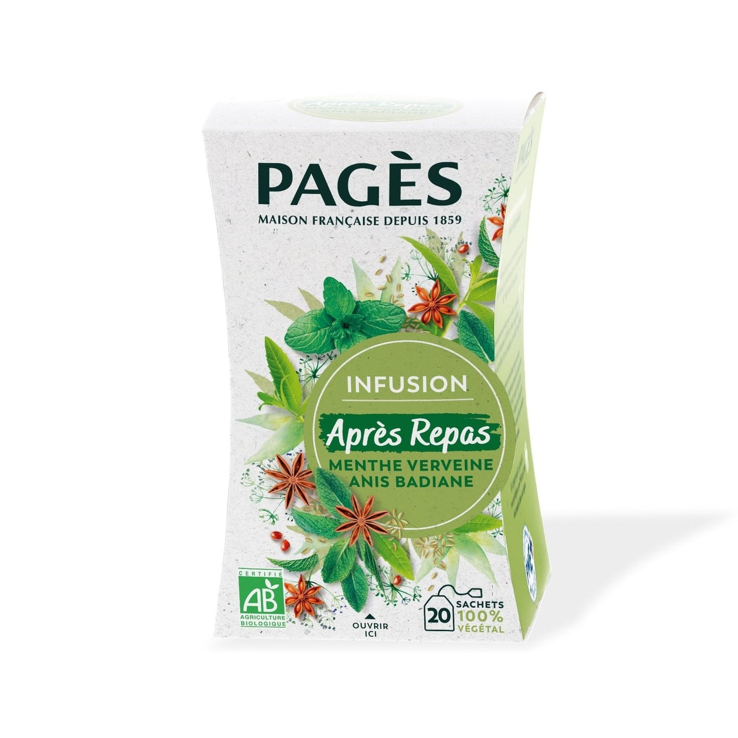 Infusion Menthe Digestion Bio PAGES la boite de 20 sachets - 1,5g