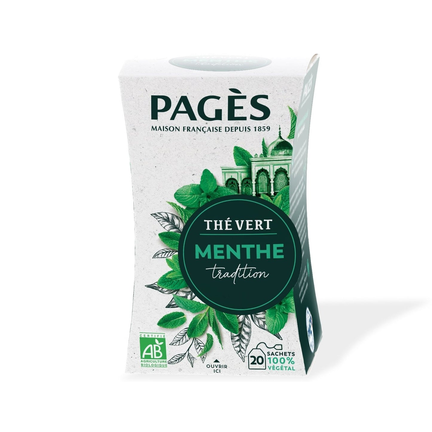 Thé Vert Menthe Bio PAGES la boite de 20 sachets