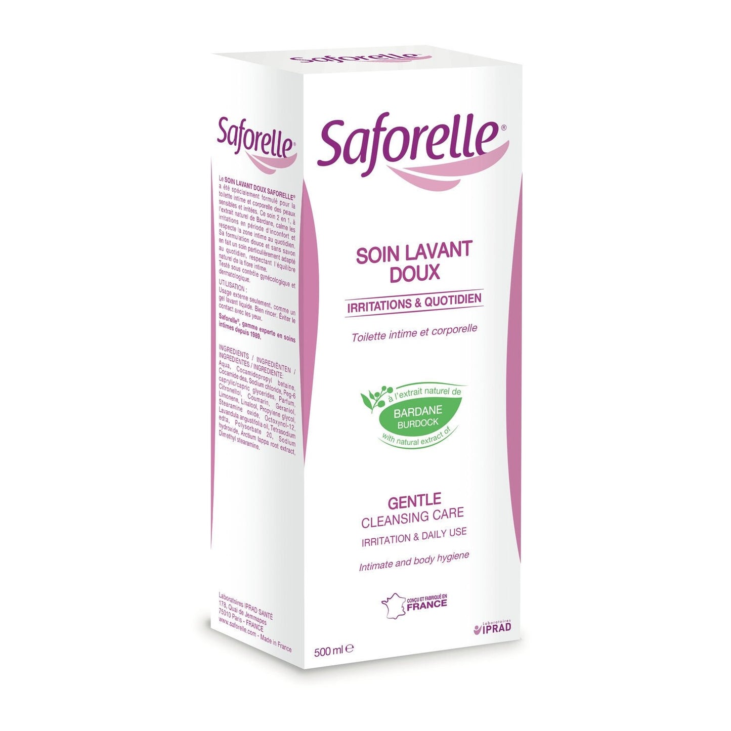 Gel Intime Doux à l'Extrait de Bardane SAFORELLE le flacon de 500mL