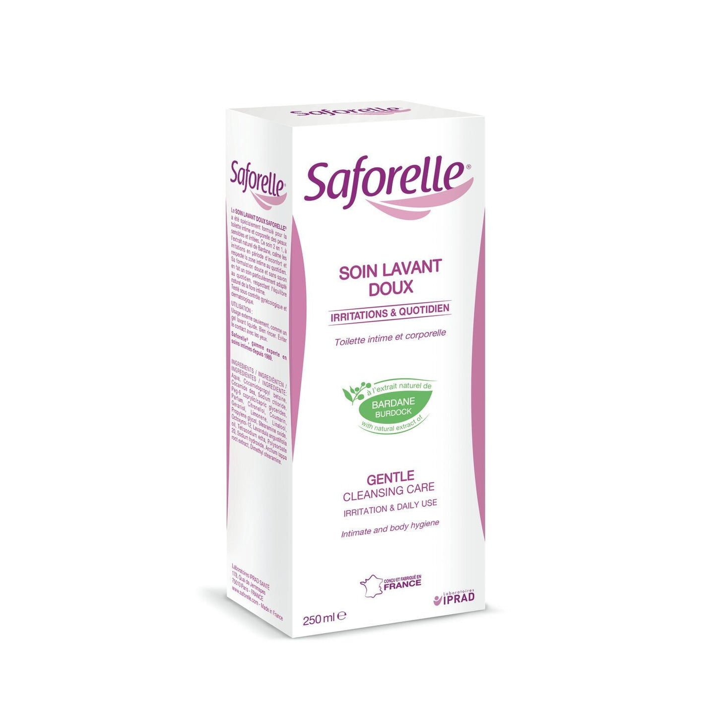 Soin Intime Lavant Doux à l'Extrait de Bardane SAFORELLE le flacon de 250mL