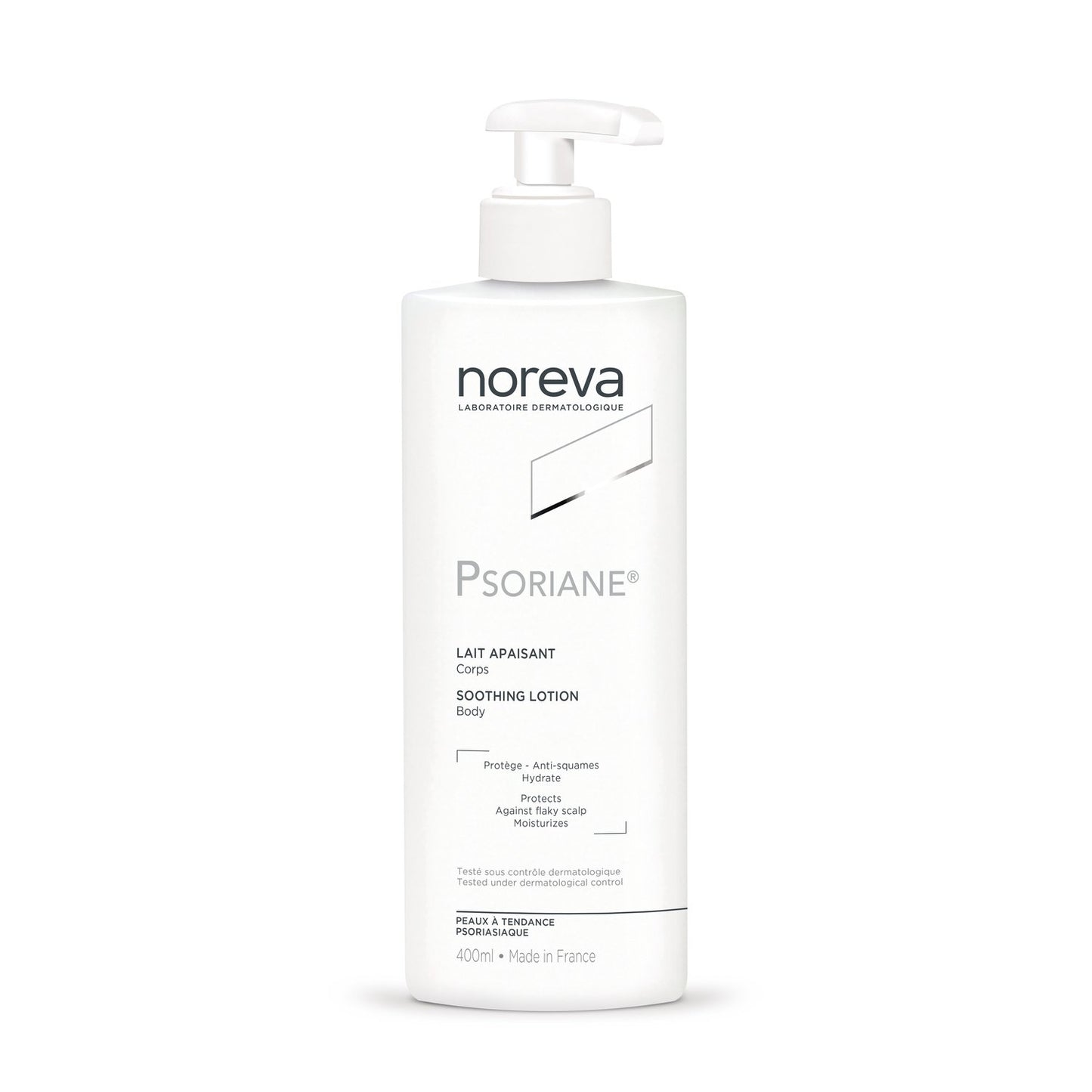 Lait Corps Peau Irritée et Squameuse Hydratant Anti-Squames Apaisant et Anti-Irritations PSORIANE le flacon de 400mL