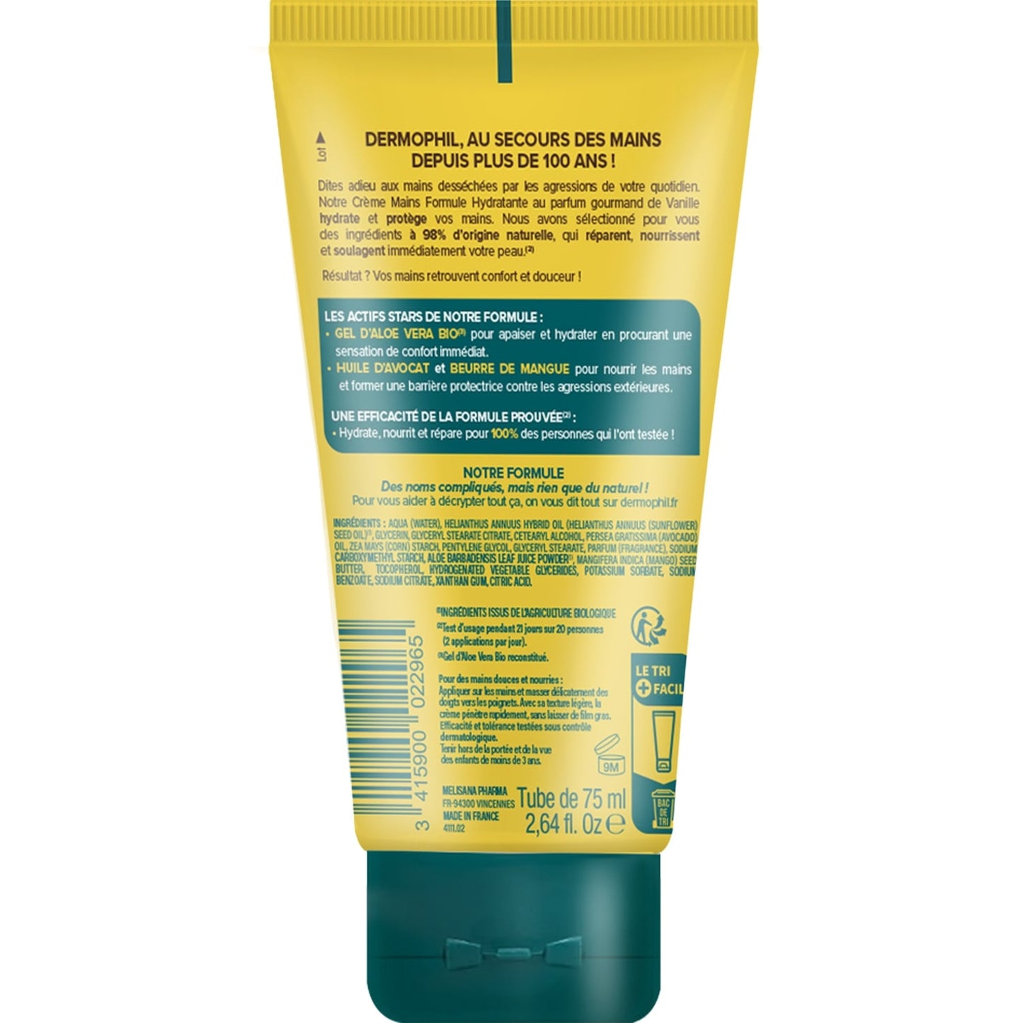 Crème main Hydratante 24h Vanille DERMOPHIL