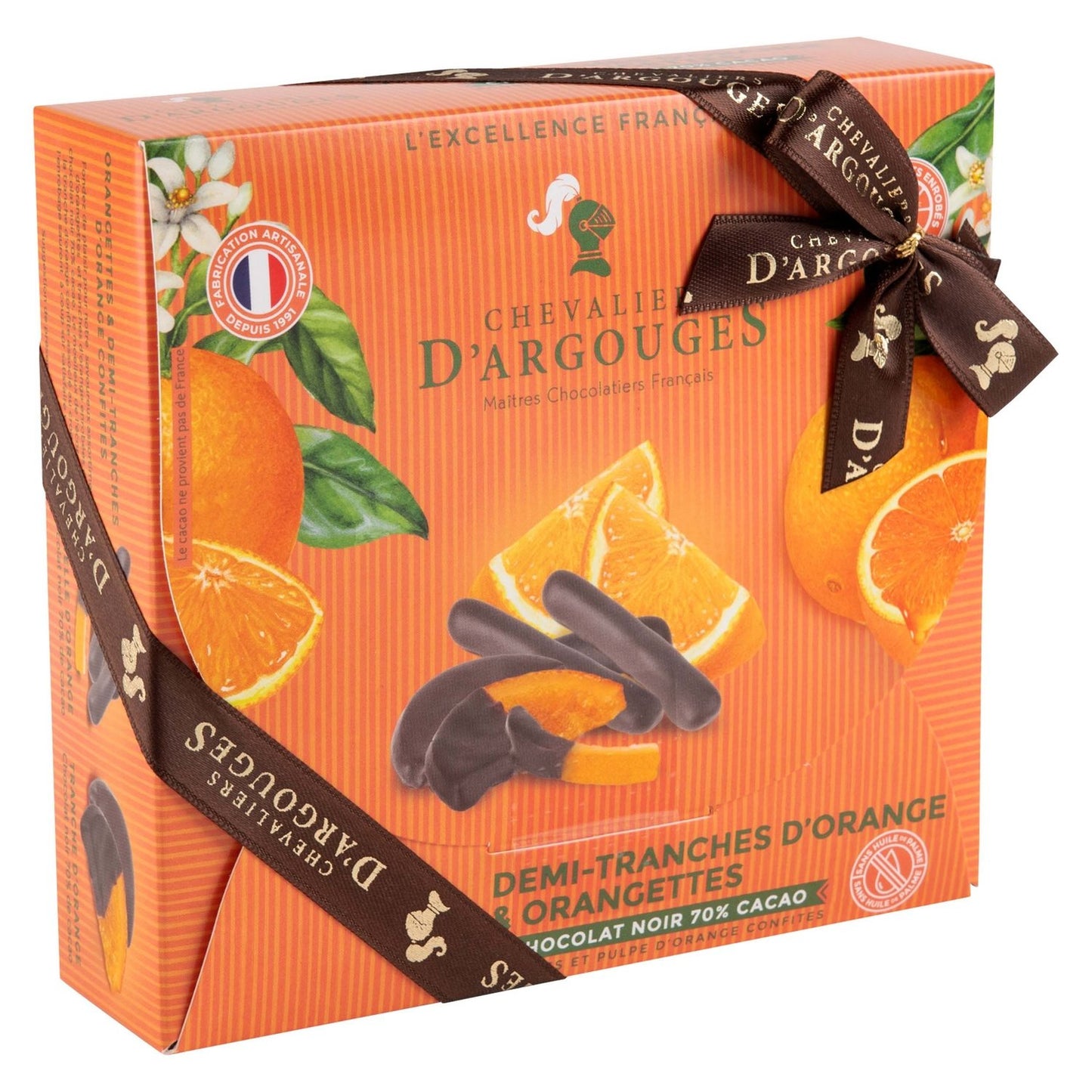 Bouchées de Chocolat Orangettes Chocolat Noir 70% de Cacao LES CHEVALIERS D ARGOUGES - Gamme de Noël 2025 la boite de 170g