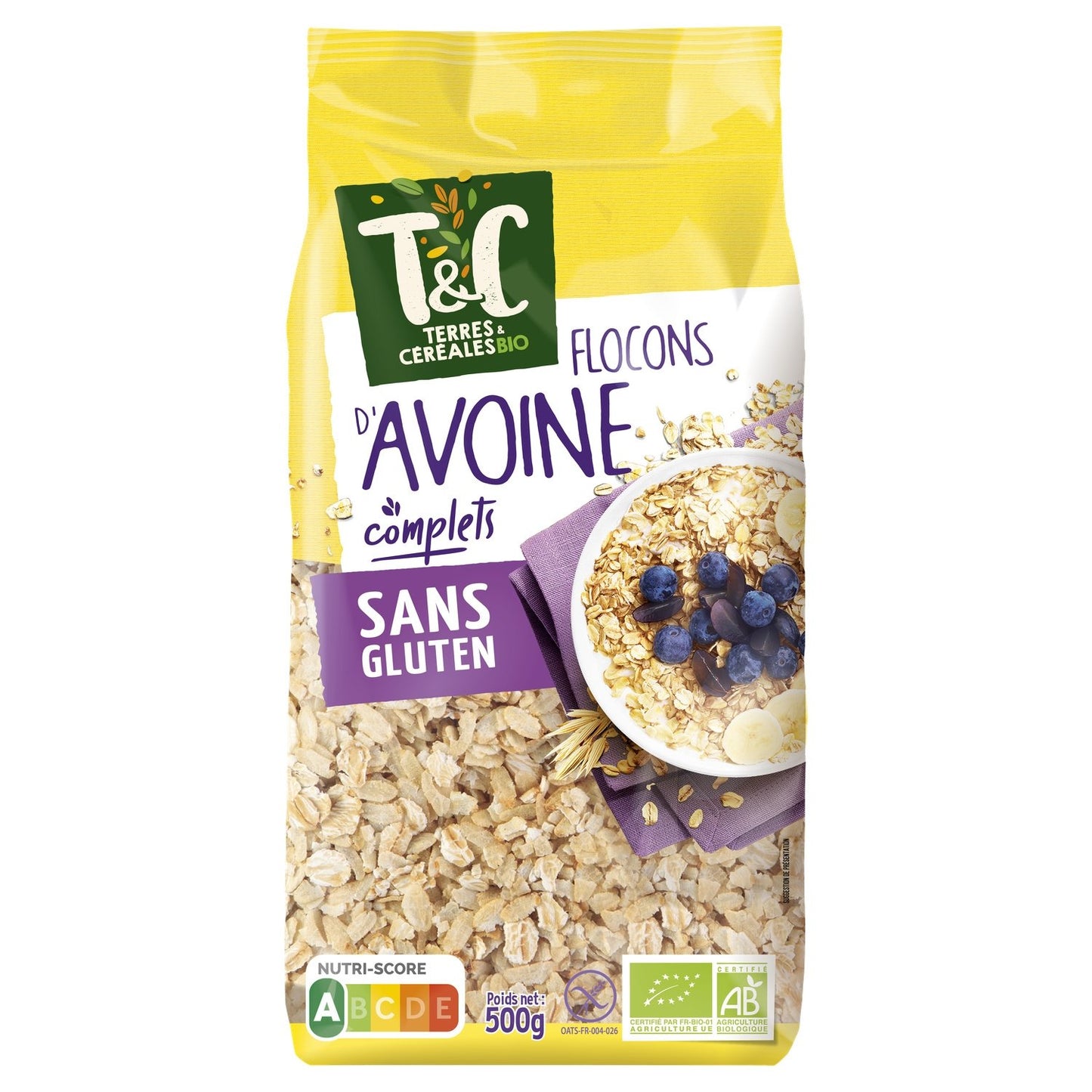 Fiocchi d'avena integrali senza glutine biologici TERRES & CEREALES BIO