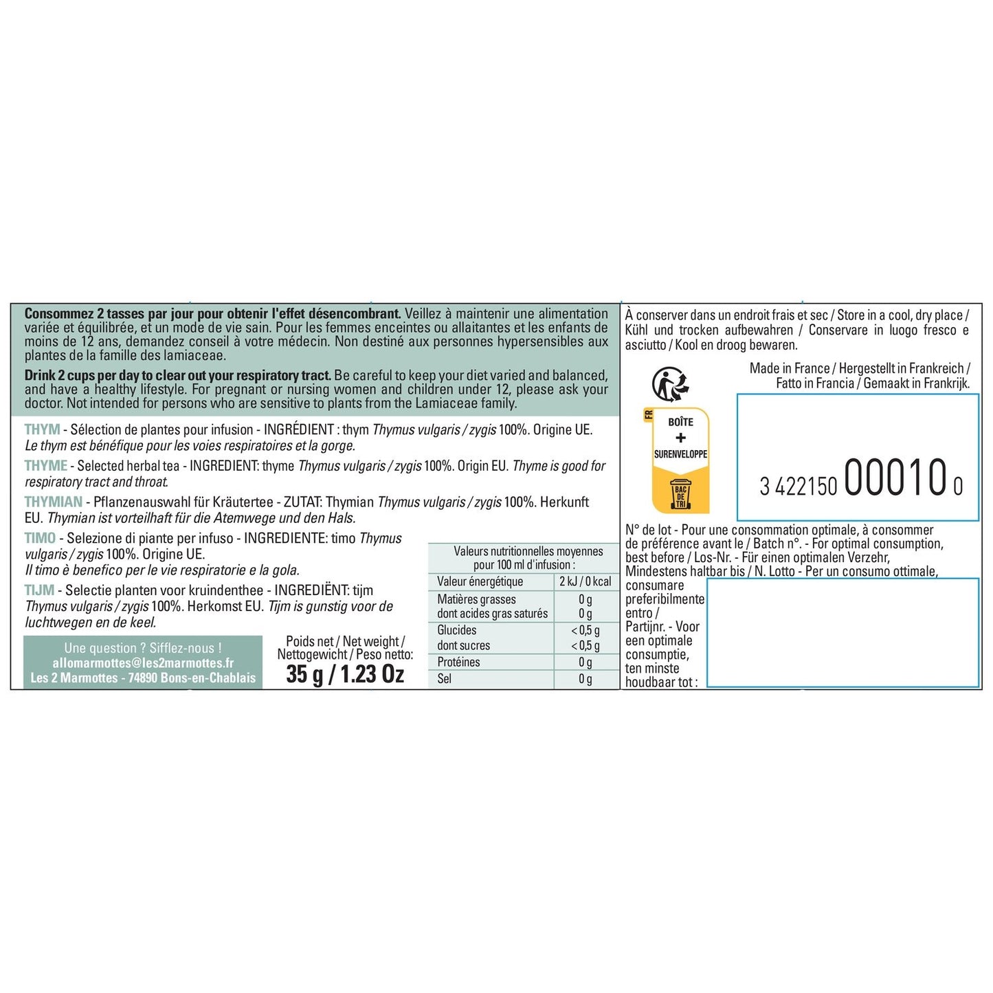 Infusion Thym les 2 MARMOTTES