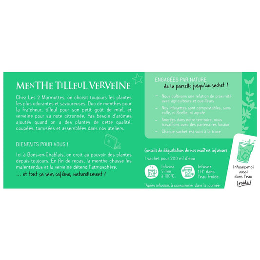 Infusion Menthe Tilleul Verveine les 2 MARMOTTES