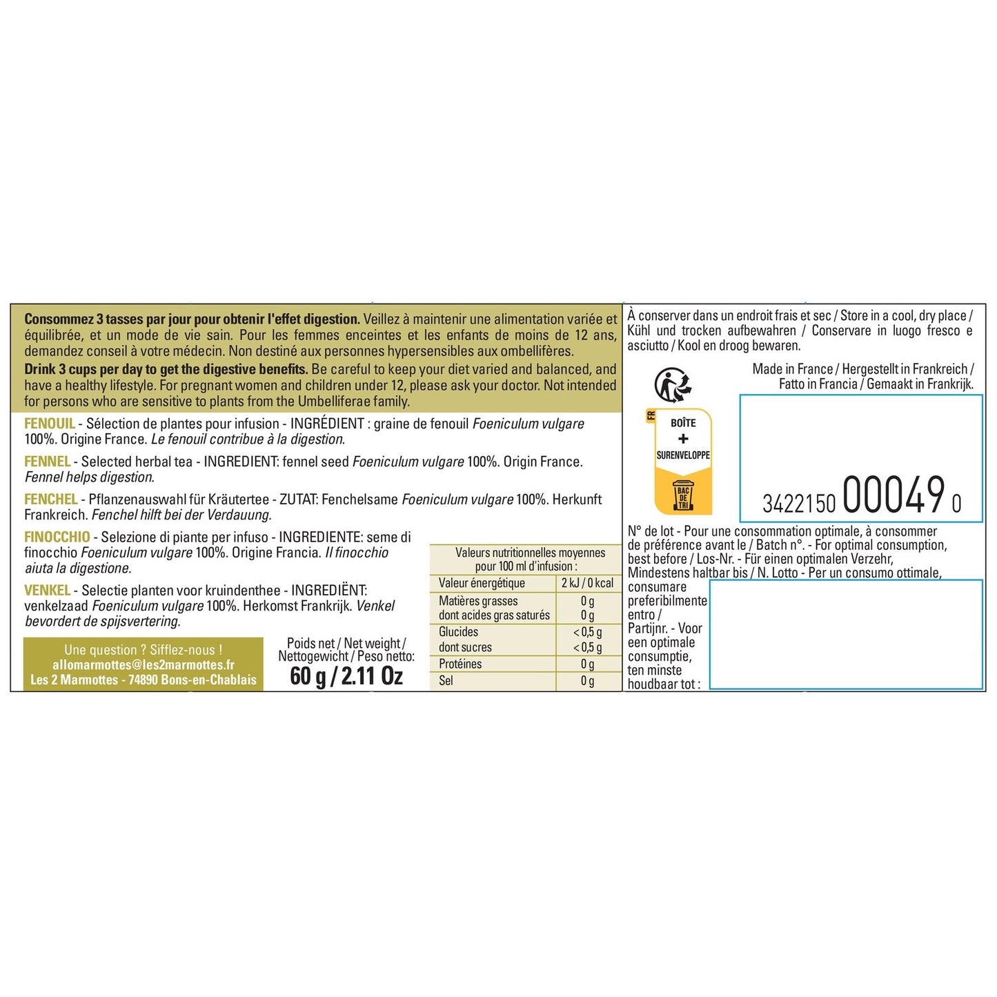 Infusion Fenouil les 2 MARMOTTES