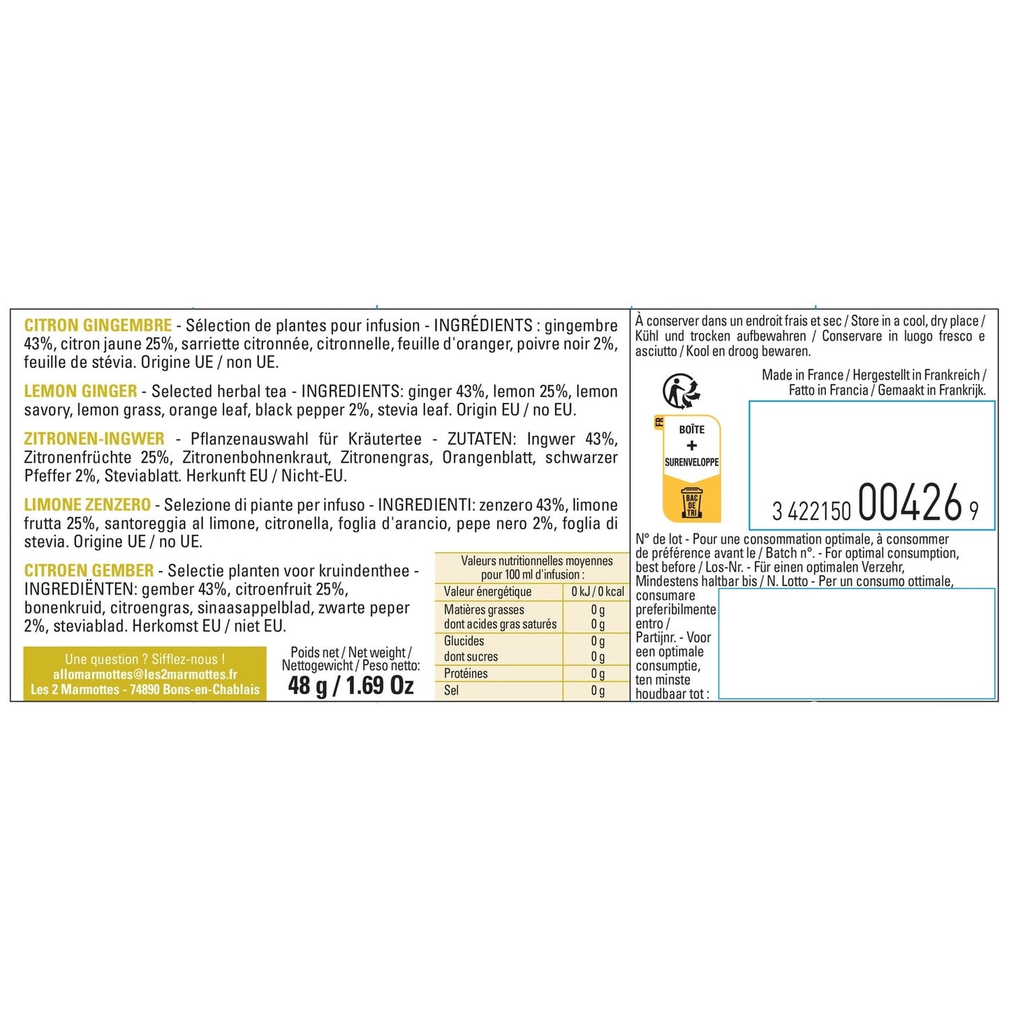 Infusion Citron Gingembre LES 2 MARMOTTES