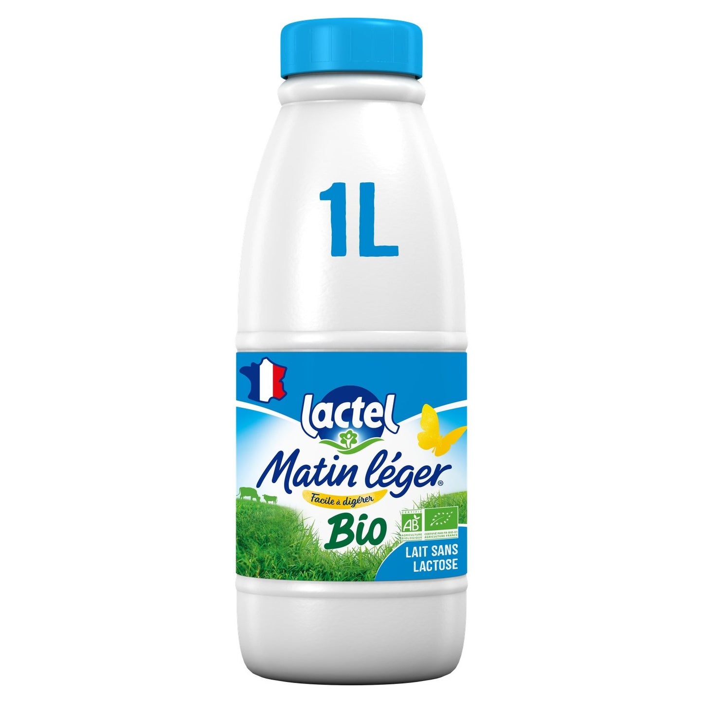 Lait Bio Sans Lactose UHT 1, 2% Mg Matin Léger LACTEL la bouteille 1L