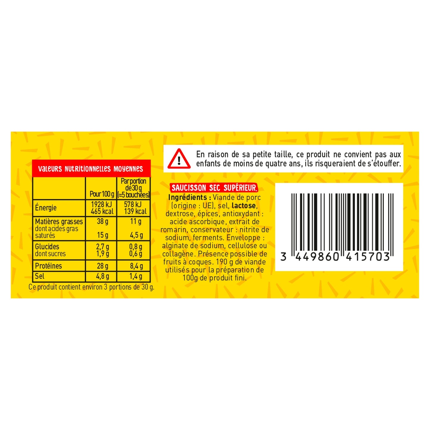 Saucisson Petits Bâtons de Berger JUSTIN BRIDOU