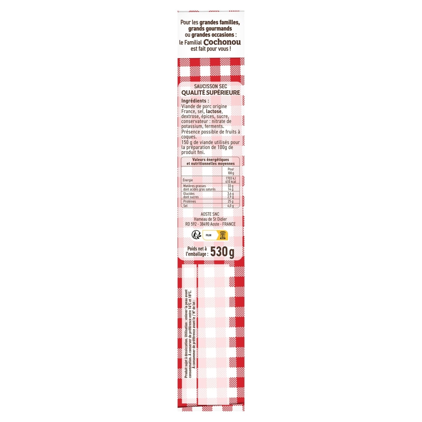 Saucisson Sec Le Familial COCHONOU