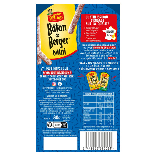 Saucisson Sec à l'Emmental JUSTIN BRIDOU