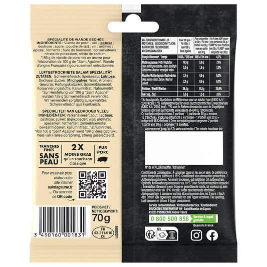 Saucisson en Tranche Nature SAINT AGAUNE