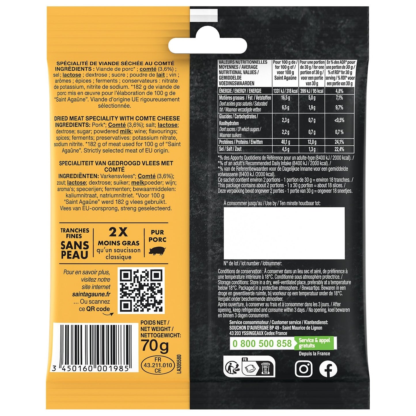 Saucisson en Tranche au Comté SAINT AGAUNE