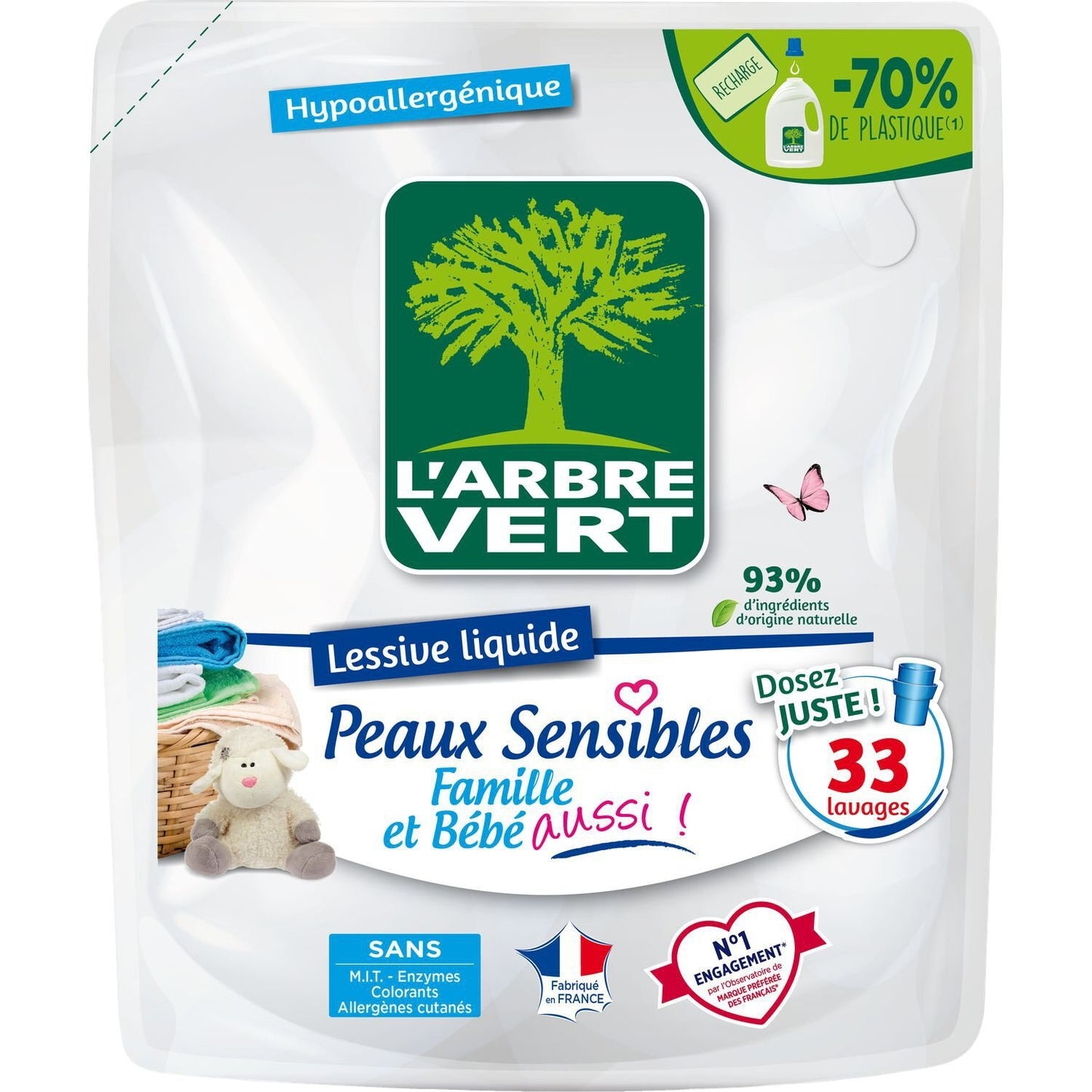 L'ARBRE VERT Hypoallergenic Liquid Laundry Detergent Refill for Sensitive Skin