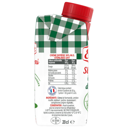 Crème UHT Semi-Épaisse Entière 30% Mg Elle & VIRE