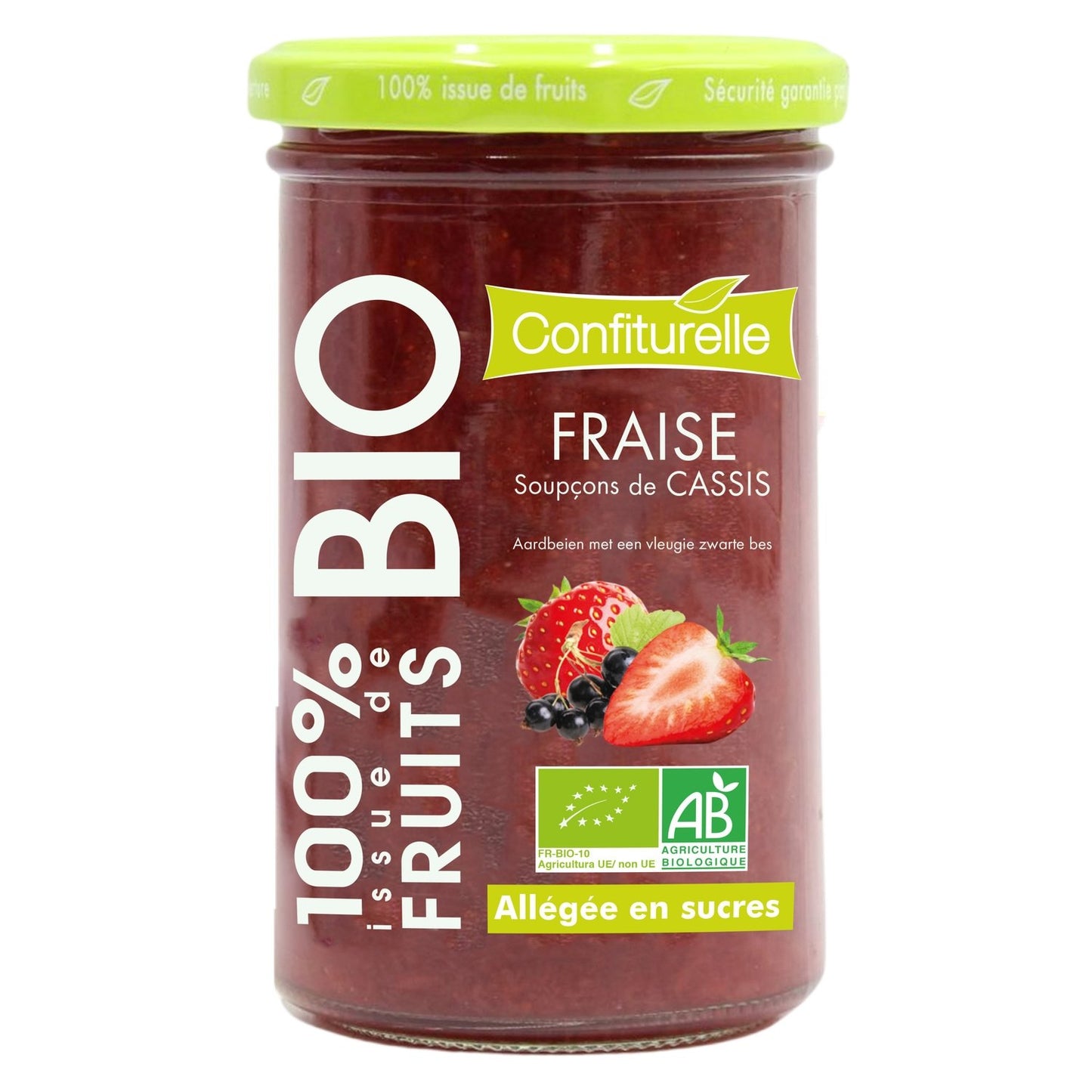Confiture Fraise Soupçon de Cassis Bio CONFITURELLE le pot de 290g