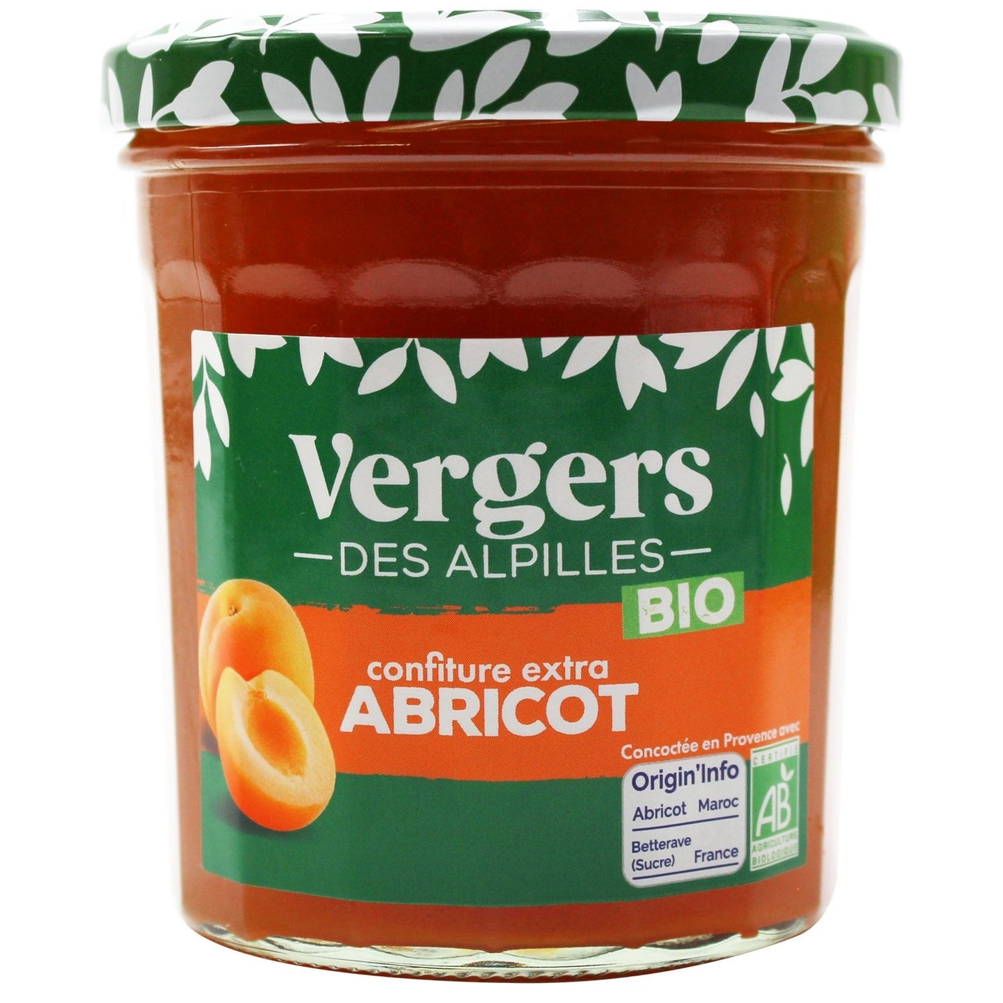 Confiture Abricot Bio VERGERS DES ALPILLES Le pot de 370g