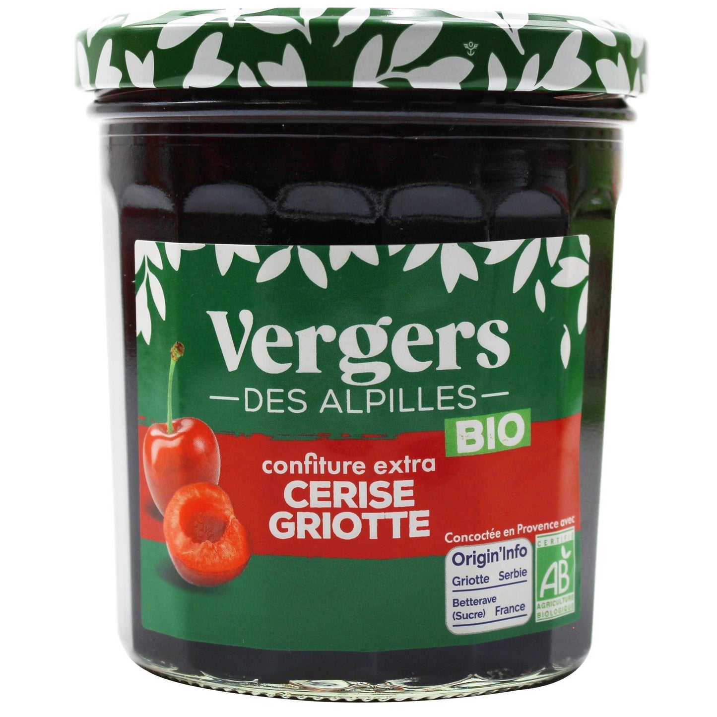 Confiture Cerise Griotte Bio VERGERS DES ALPILLES Le pot de 370g