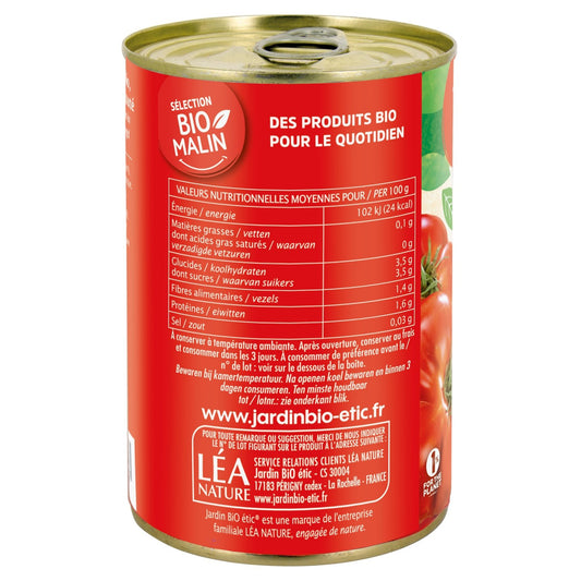 Zerkleinerte geschälte Tomaten ohne Salzzusatz Bio JARDIN BIO ETIC