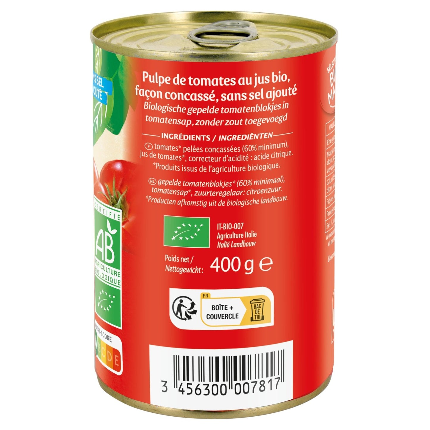 Concassé de Tomates Pelées Sans Sel Ajouté Bio JARDIN BIO ETIC