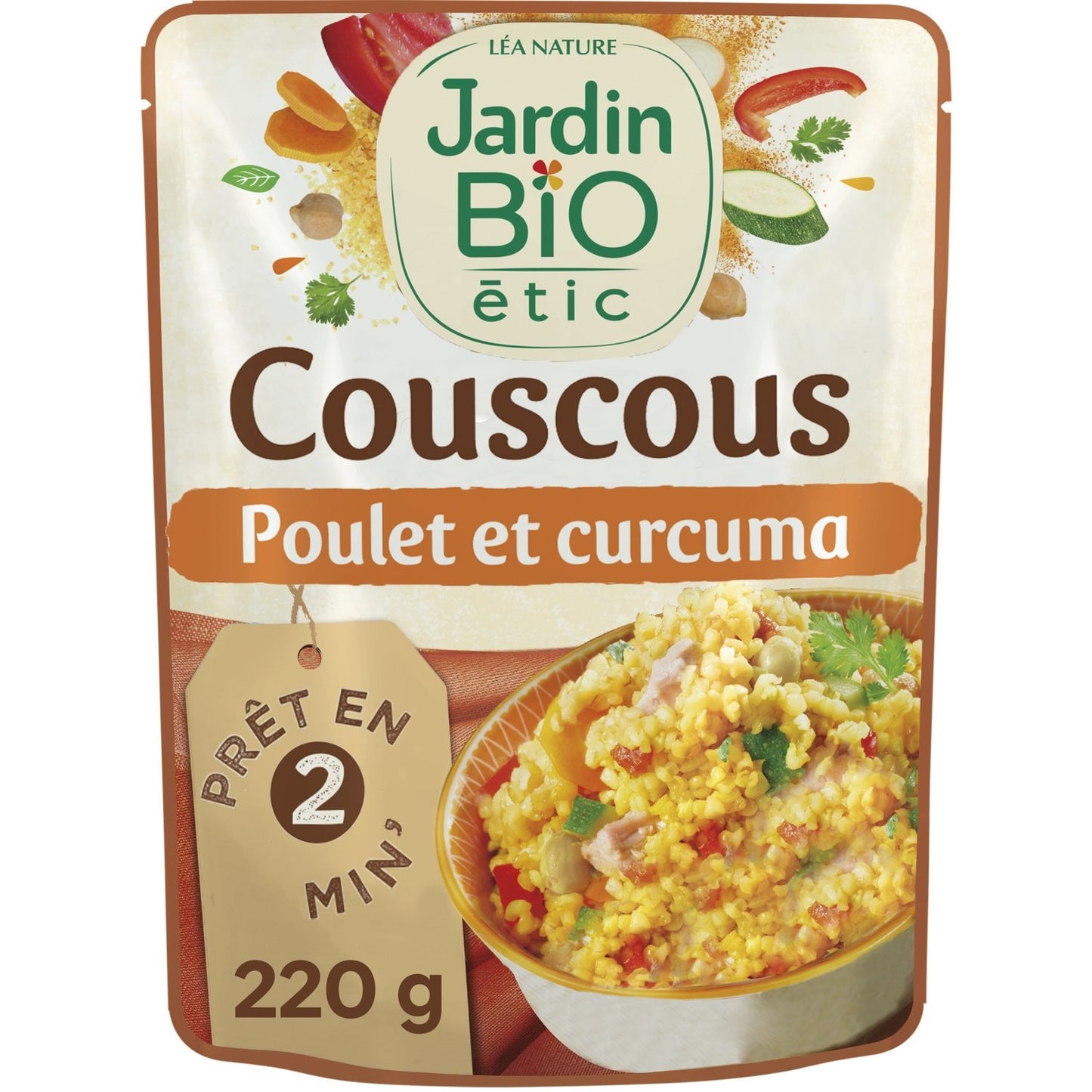 Plat Cuisiné Couscous Poulet Curcuma Bio JARDIN BIO ETIC le sachet de 220g