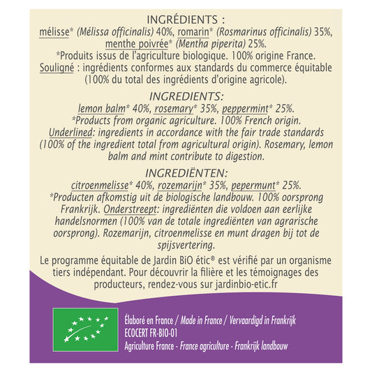 Infusion Digestion Bio JARDIN BIO ETIC