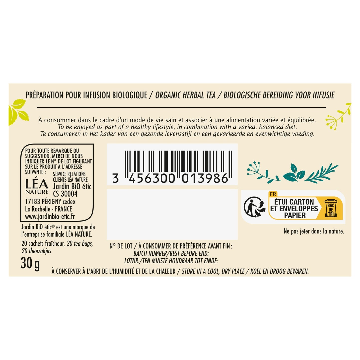 Organic Lemon Thyme Infusion JARDIN BIO ETIC
