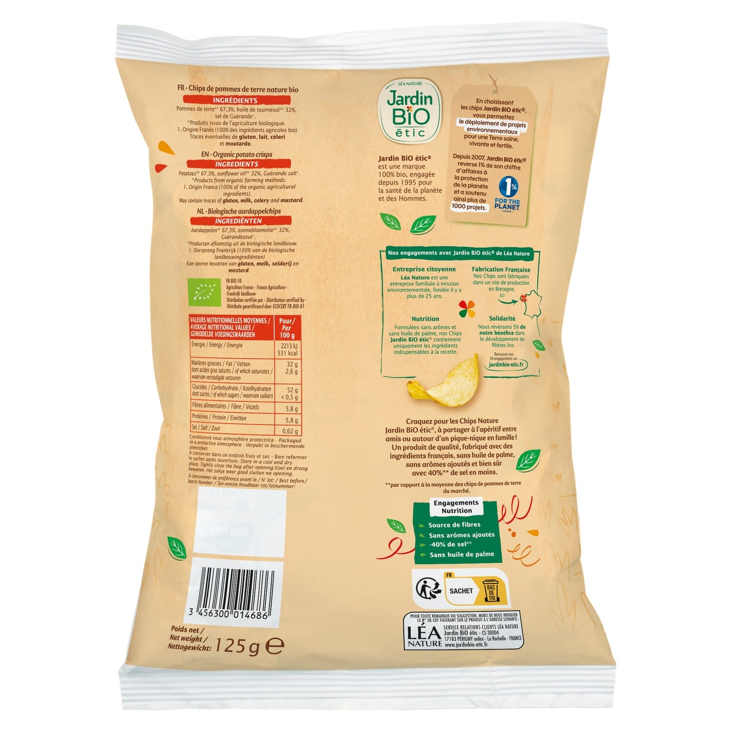 Patatine di Patate al Naturale Biologiche JARDIN BIO ETIC