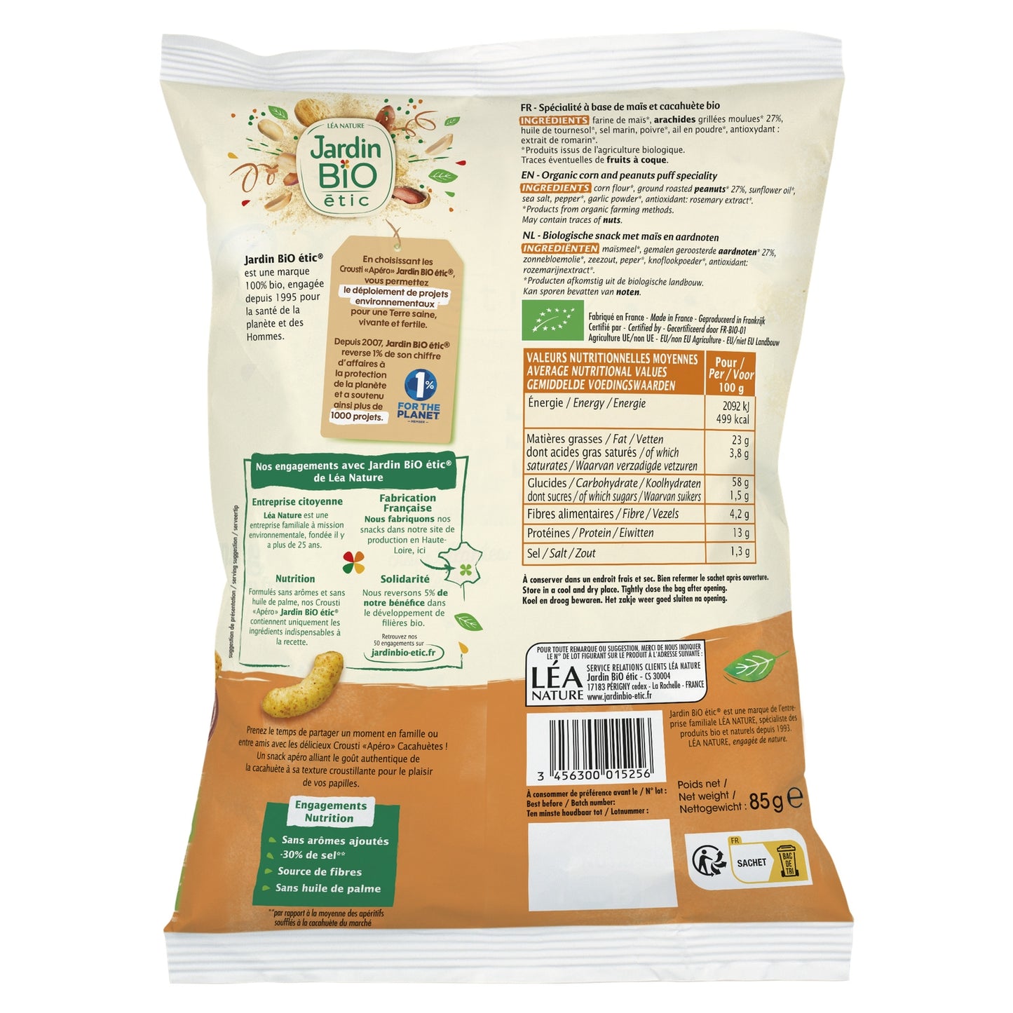 Biscuits Apéritifs Crousti Apéro Cacahuète Bio JARDIN BIO ETIC