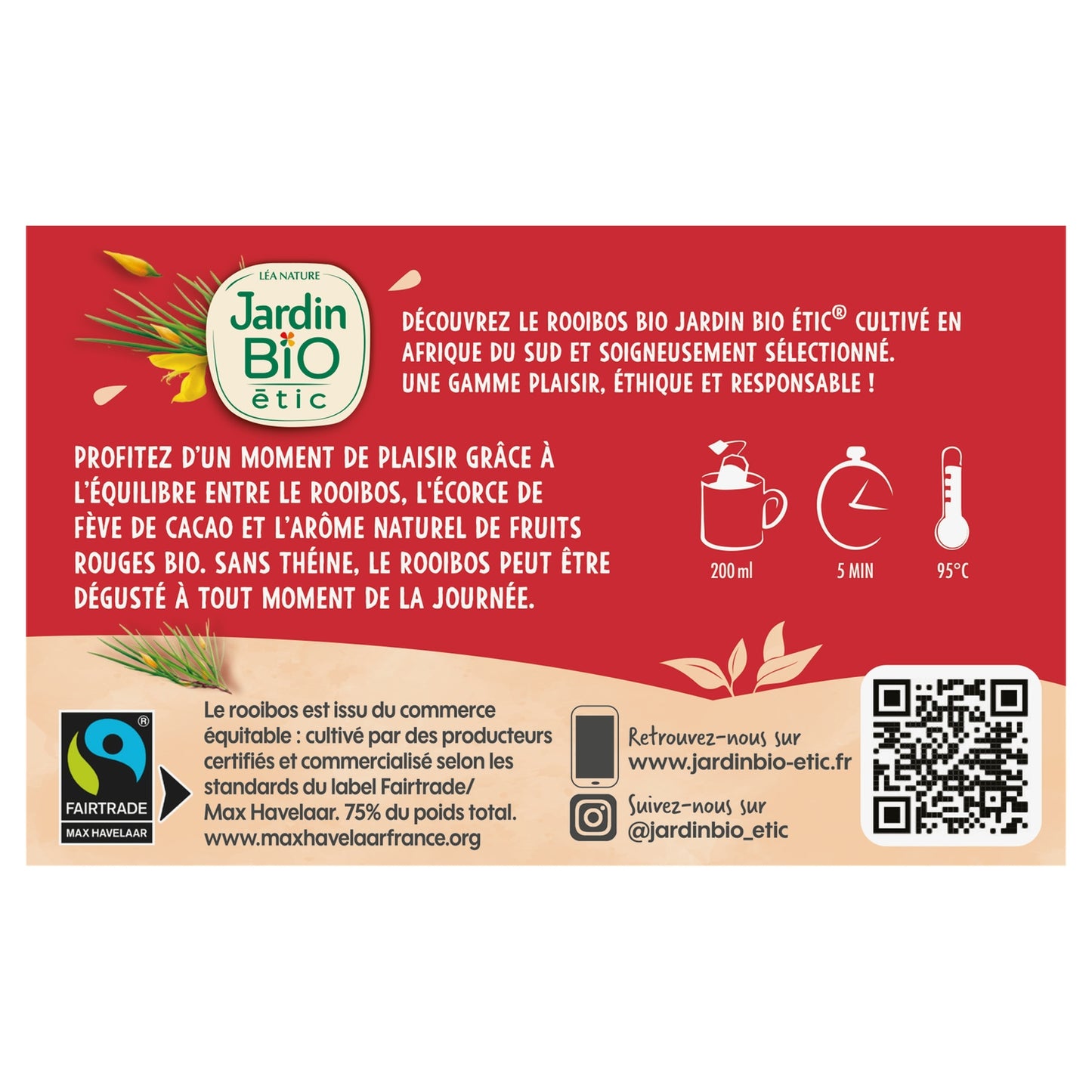 Infusion Rooibos Cacao Fruits Rouge Bio JARDIN BIO ETIC