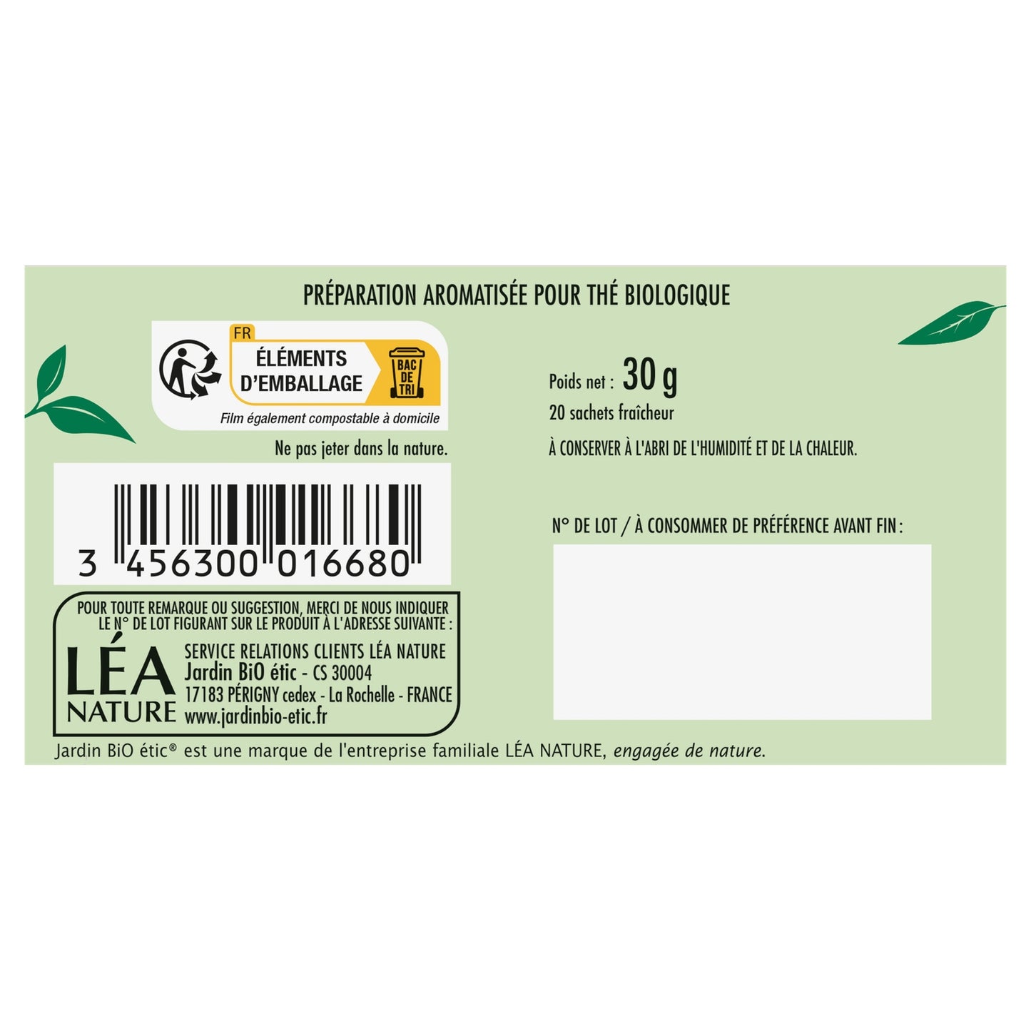 Tè verde equo e solidale al limone giallo e lime biologico JARDIN BIOLOGIQUE