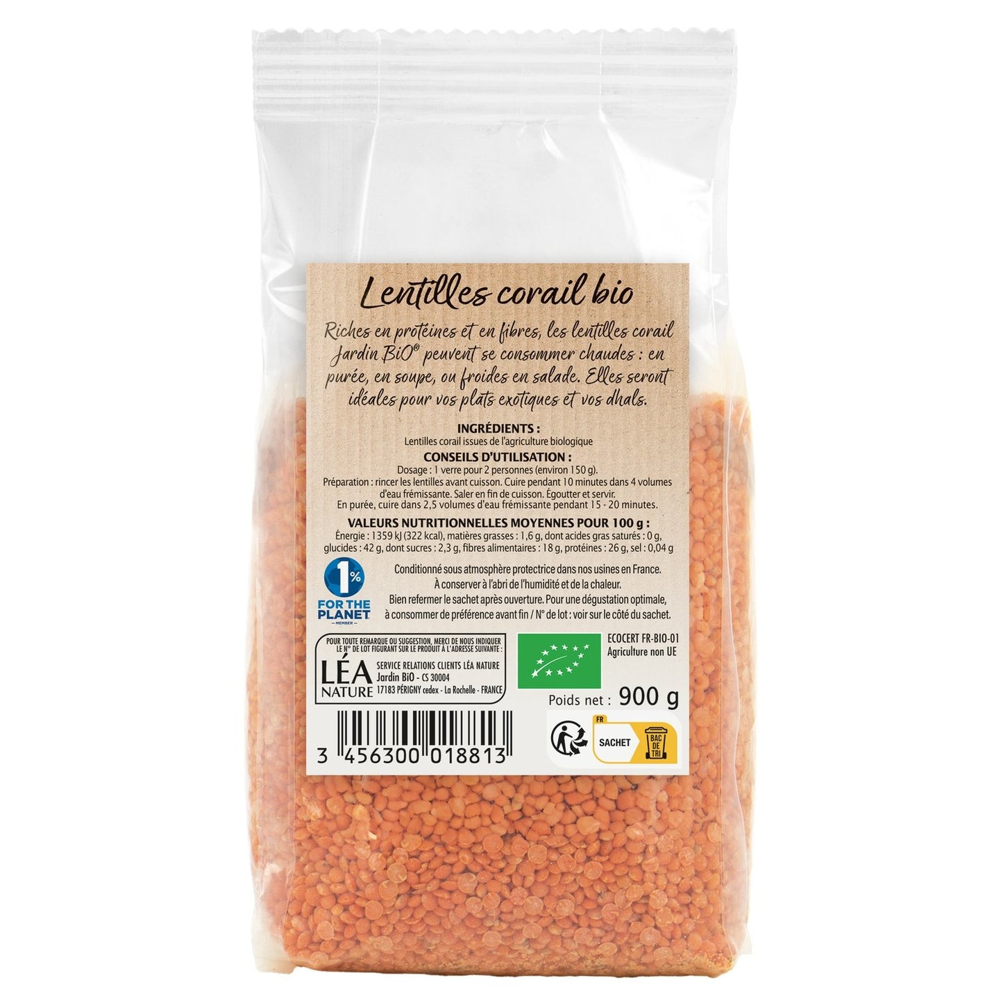 Lentille Corail Bio JARDIN BIO