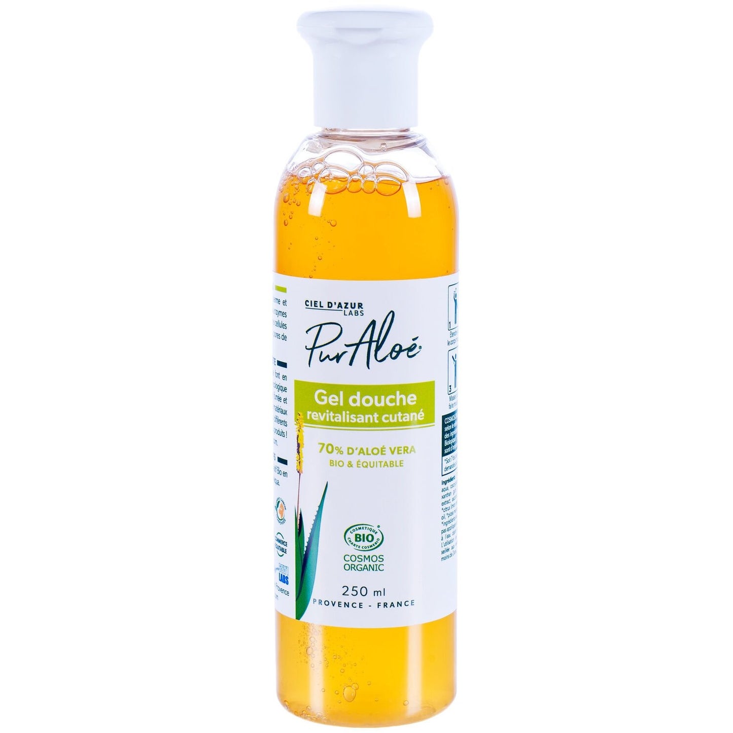 Gel Douche Corps Aloe Vera Adoucissant Hydratant Revitalisant Bio PURALOE le flacon de 250mL
