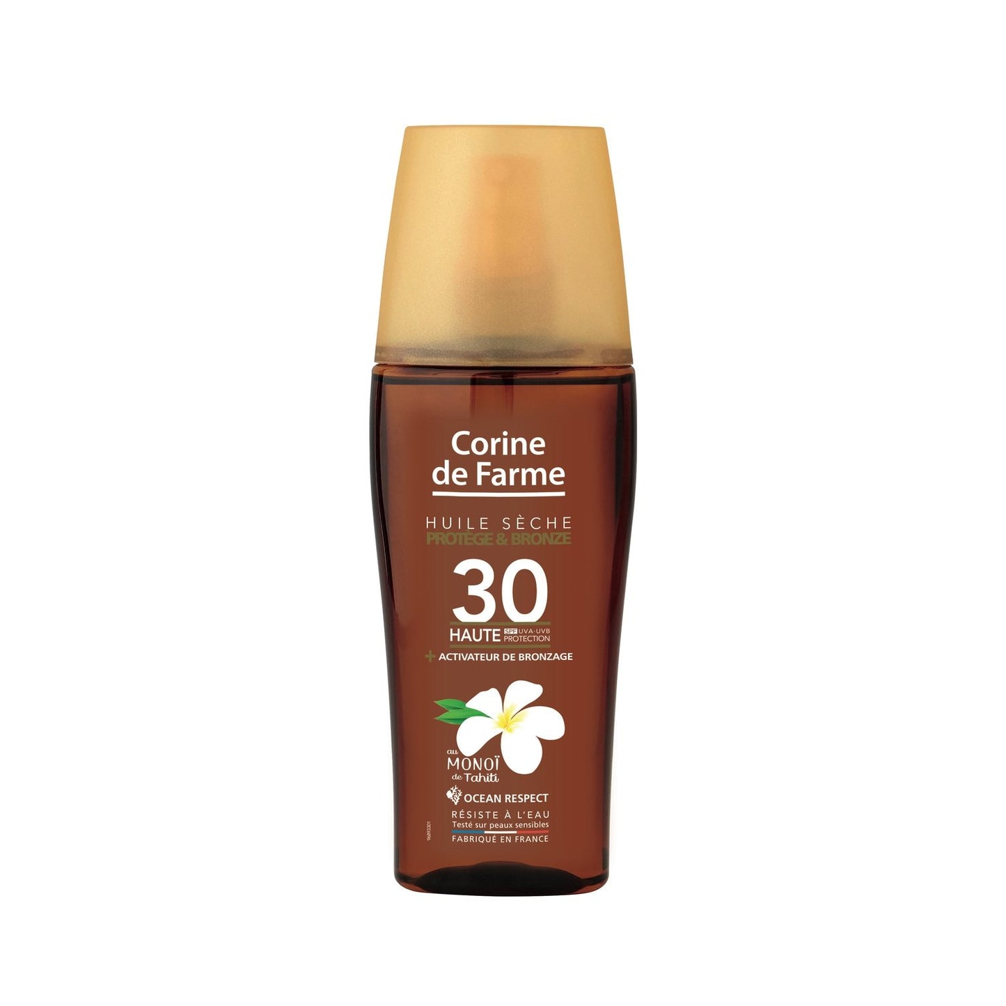 Huile Solaire Corps Spf 30 Protection et Bronzage Monoi de Tahiti CORINE DE FARME le flacon de 150mL
