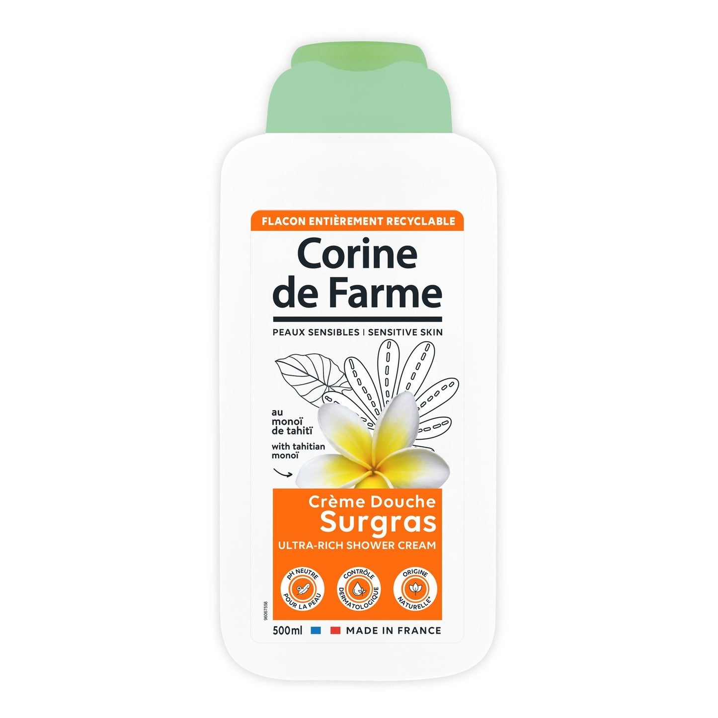Crème Douche Nourrissant au Monoï de Tahiti CORINE DE FARME le flacon de 500mL